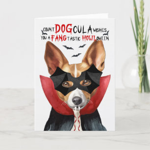 Podengo Hond Grappig Count DOGcula Halloween Feestdagen Kaart