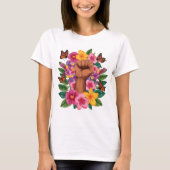 Poder Feminino Floral Camiseta Design Força Mulher T-shirt (Voorkant)
