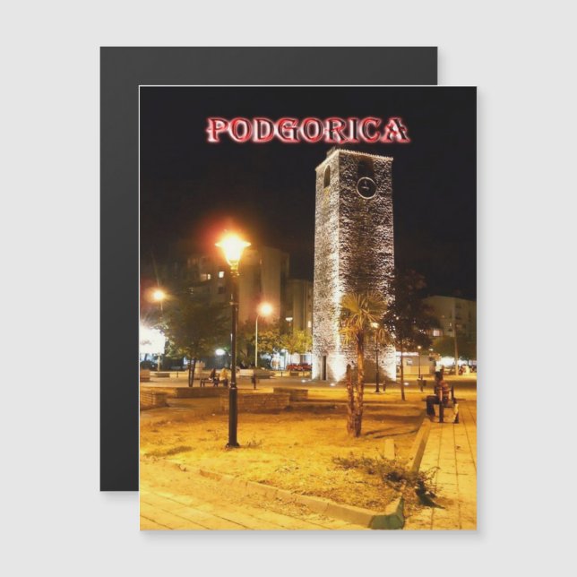 Podgorica - Montenegro - De klok 's nachts (Voorkant / Achterkant)
