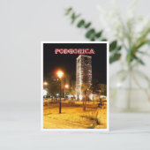 Podgorica - Montenegro - De klok 's nachts Briefkaart (Staand voorkant)