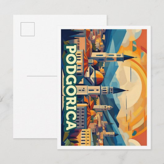 Podgorica Montenegro Reis artistiek kleurrijk Briefkaart (Voorkant / Achterkant)