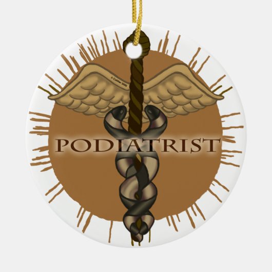 Podiatrist Caduceus Keramisch Ornament (Voorkant)