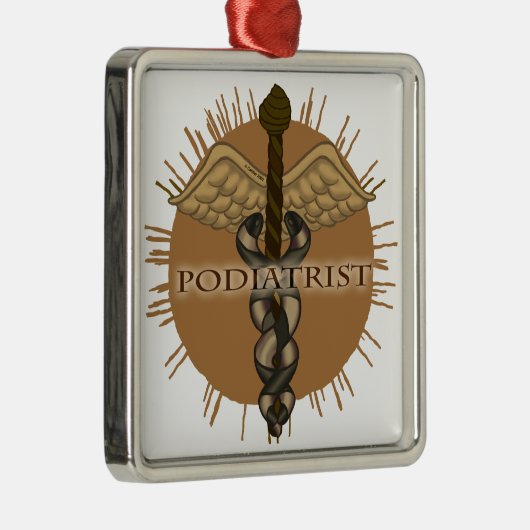 Podiatrist Caduceus Premium Square Ornament (Rechts)