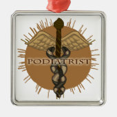 Podiatrist Caduceus Premium Square Ornament (Voorkant)