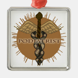 Podiatrist Caduceus Premium Square Ornament