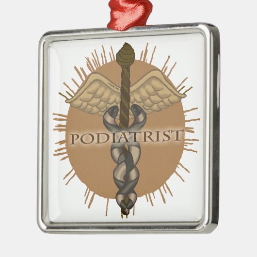 Podiatrist Caduceus Premium Square Ornament (Links)