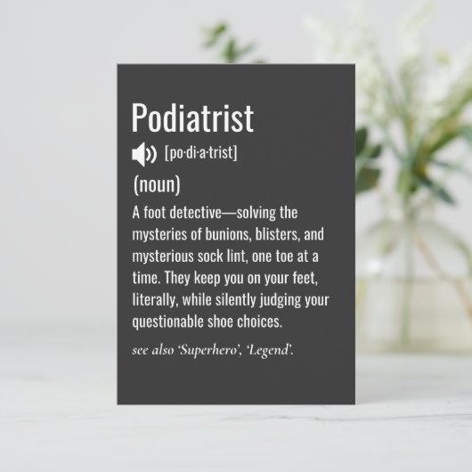 Podiatrist-definitie Bedankkaart (Staand voorkant)