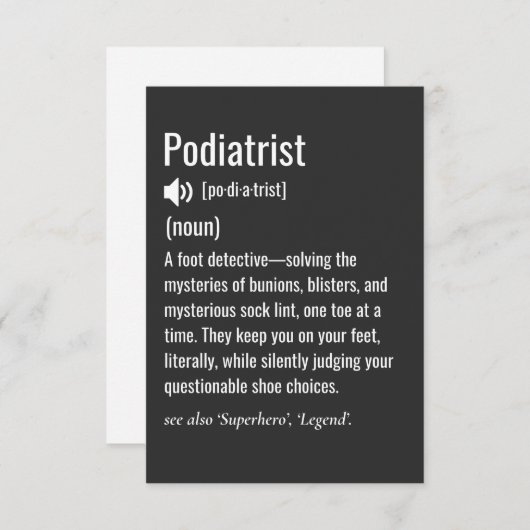 Podiatrist-definitie Bedankkaart (Voorkant / Achterkant)