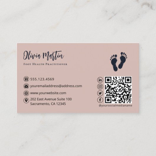 Podiatrist Foot Health Practitioner QR Visitekaartje (Achterkant)