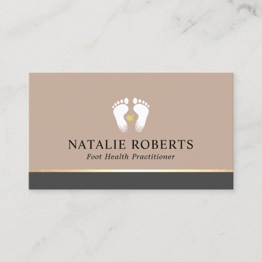 Podiatrist Foot Massage Therapist Elegant Beige Visitekaartje (Voorkant)