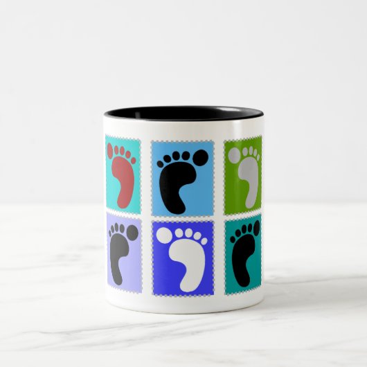 Podiatrist Gifts Popart Design of Feet Tweekleurige Koffiemok (Center)