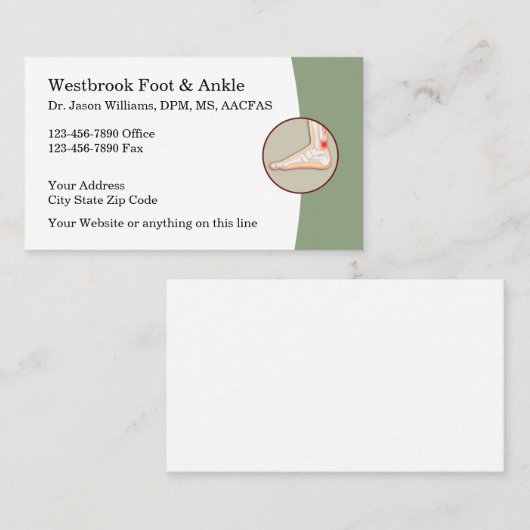 Podiatrist Modern Editable Visitekaartjes (Voorkant / Achterkant)