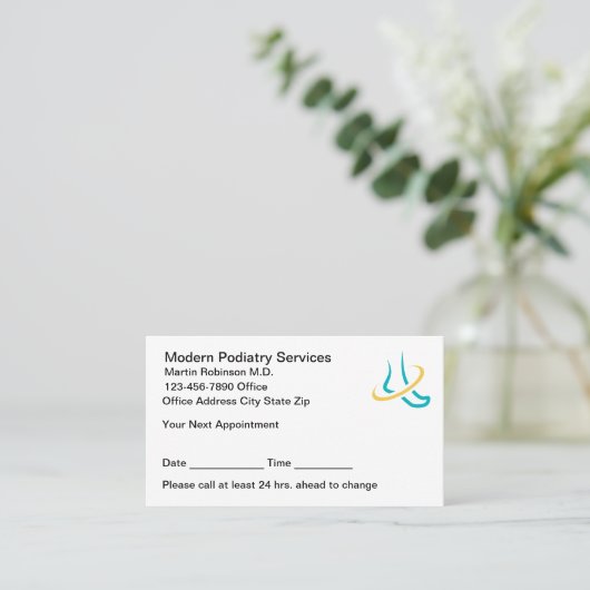 Podiatrist Modern Logo Appointment Cards  Afsprakenkaartje (Staand voorkant)