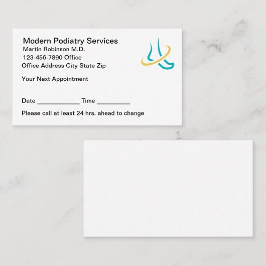 Podiatrist Modern Logo Appointment Cards  Afsprakenkaartje (Voorkant / Achterkant)