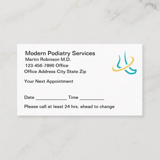 Podiatrist Modern Logo Appointment Cards  Afsprakenkaartje (Voorkant)