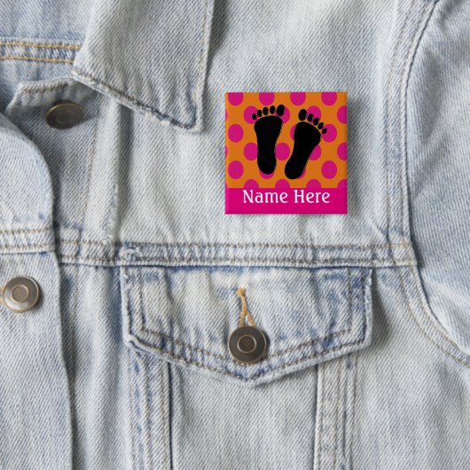 Podiatrist Name Buttonnen Roze en Oranje Vierkante Button 5,1 Cm (In situ)