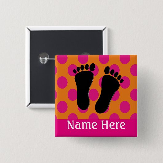 Podiatrist Name Buttonnen Roze en Oranje Vierkante Button 5,1 Cm (Voorkant /achterkant)