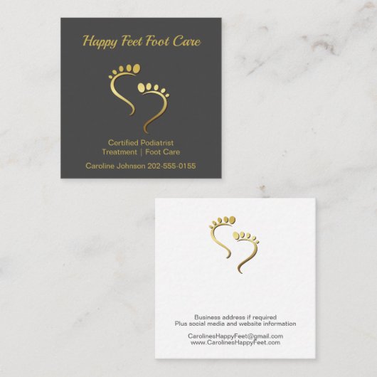 Podiatrist Pedicure Chiropodist Voetverzorging Vierkante Visitekaartje (Voorkant / Achterkant)