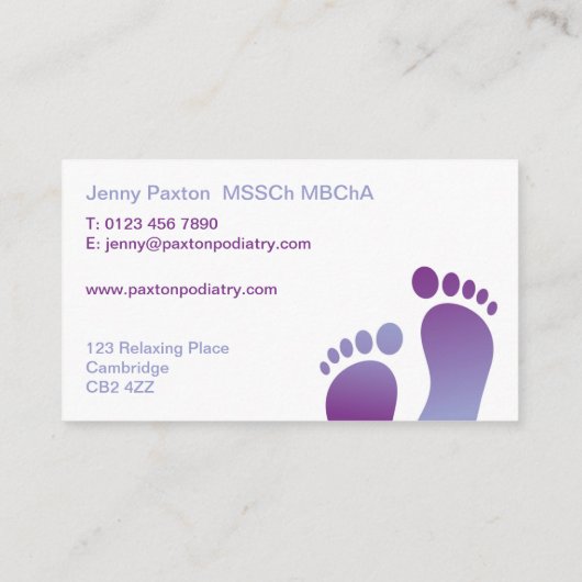 Podiatrist Visitekaartje (Achterkant)