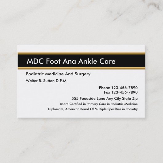 Podiatrist-Visitekaartjes Visitekaartje (Voorkant)