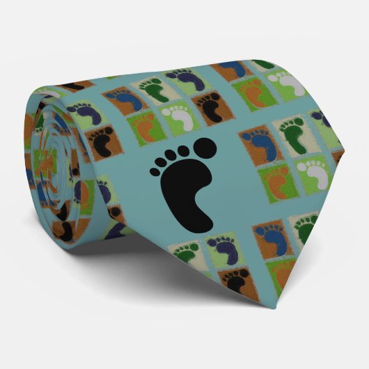 Podiatrist Waterverf Art Mannen Stropdas Gold Blue (Opgerold)