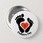 Podiatry Day Button Paar Feet & Medical Symbol (Voorkant /achterkant)