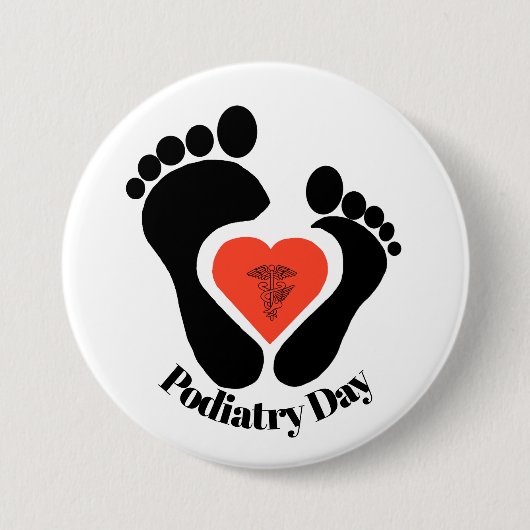 Podiatry Day Button Paar Feet & Medical Symbol (Voorkant)