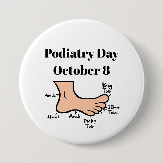 Podiatry Day Funny Foot Diagram Button (Voorkant)