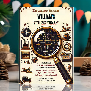 podium Clue Spy Escape Room 7e Verjaardag uitnodig Kaart