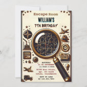 podium Clue Spy Escape Room 7e Verjaardag uitnodig Kaart (Voorkant)