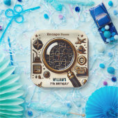 podium Clue Spy Escape Room 7e Verjaardag uitnodig Papieren Bordje (Feest)