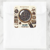 podium Clue Spy Escape Room 7e Verjaardag uitnodig Vierkante Sticker (Tas)