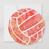 Podiumbloemetjes rode oranje volleybalpartij kaart (Voorkant)