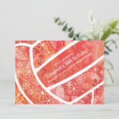 Podiumgrieppatroon rood oranje volleybal kaart (Staand voorkant)