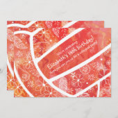 Podiumgrieppatroon rood oranje volleybal kaart (Voorkant / Achterkant)