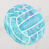 Podiumronde turkooizen volleybalfeest kaart (Voorkant / Achterkant)