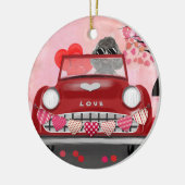 Podle Dog auto met hart Valentijns Keramisch Ornament (Links)