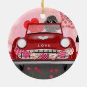 Podle Dog auto met hart Valentijns Keramisch Ornament (Achterkant)