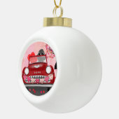 Podle Dog auto met hart Valentijns Keramische Bal Ornament (Rechts)