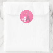 Podle Dog en Eiffel Tower Paris Pink Grey Ronde Sticker (Tas)