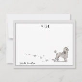 Podle Dog Grey Border Monogram Gepersonaliseerd Notitiekaartje (Voorkant)