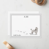 Podle Dog Grey Border Monogram Gepersonaliseerd Notitiekaartje (Voorkant / Achterkant in situ)