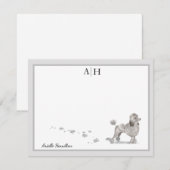 Podle Dog Grey Border Monogram Gepersonaliseerd Notitiekaartje (Voorkant / Achterkant)