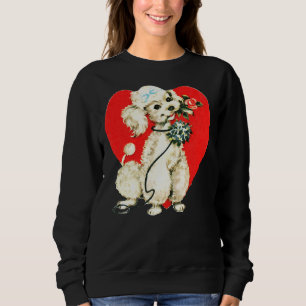 Podle Dog Holding Flowers Heart Valentijn Love Trui