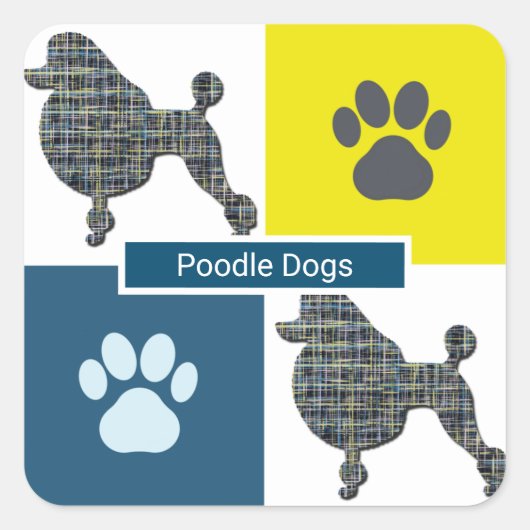 Podle Dog & Paw Y&B Grid Square Vierkante Sticker (Voorkant)