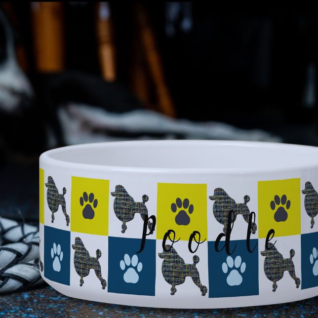 Podle Dog & Paw Yellow & Blue Grid Dog Bowl Voerbakje (Creator heeft geüpload)