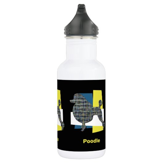 Podle Dog Silhouette Yellow & Blue Grid Waterfles (Rechts)