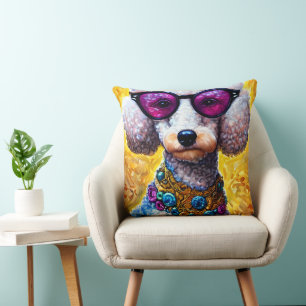 Podle Dog Wearving Oversize Glasses Kussen