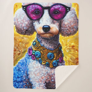 Podle Dog Wearving Oversize Glasses Sherpa Deken