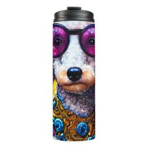 Podle Dog Wearving Oversize Glasses Thermosbeker